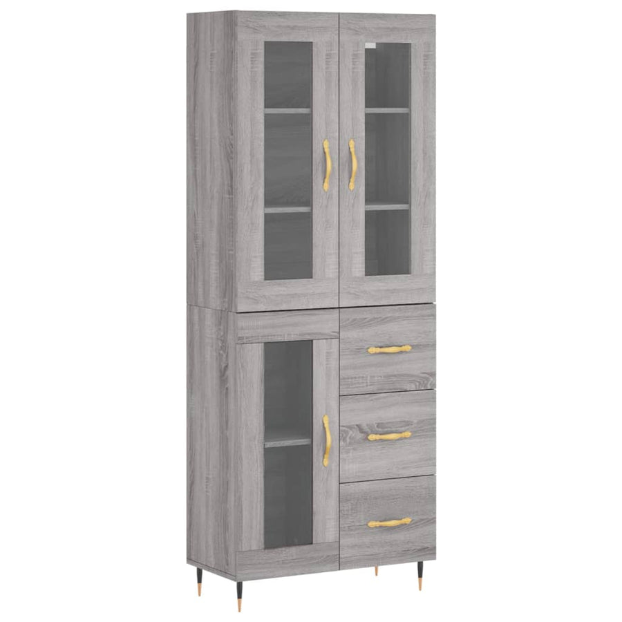 Hoge Kast 69,5X34X180 Cm Bewerkt Hout Grijs Sonoma Eikenkleurig