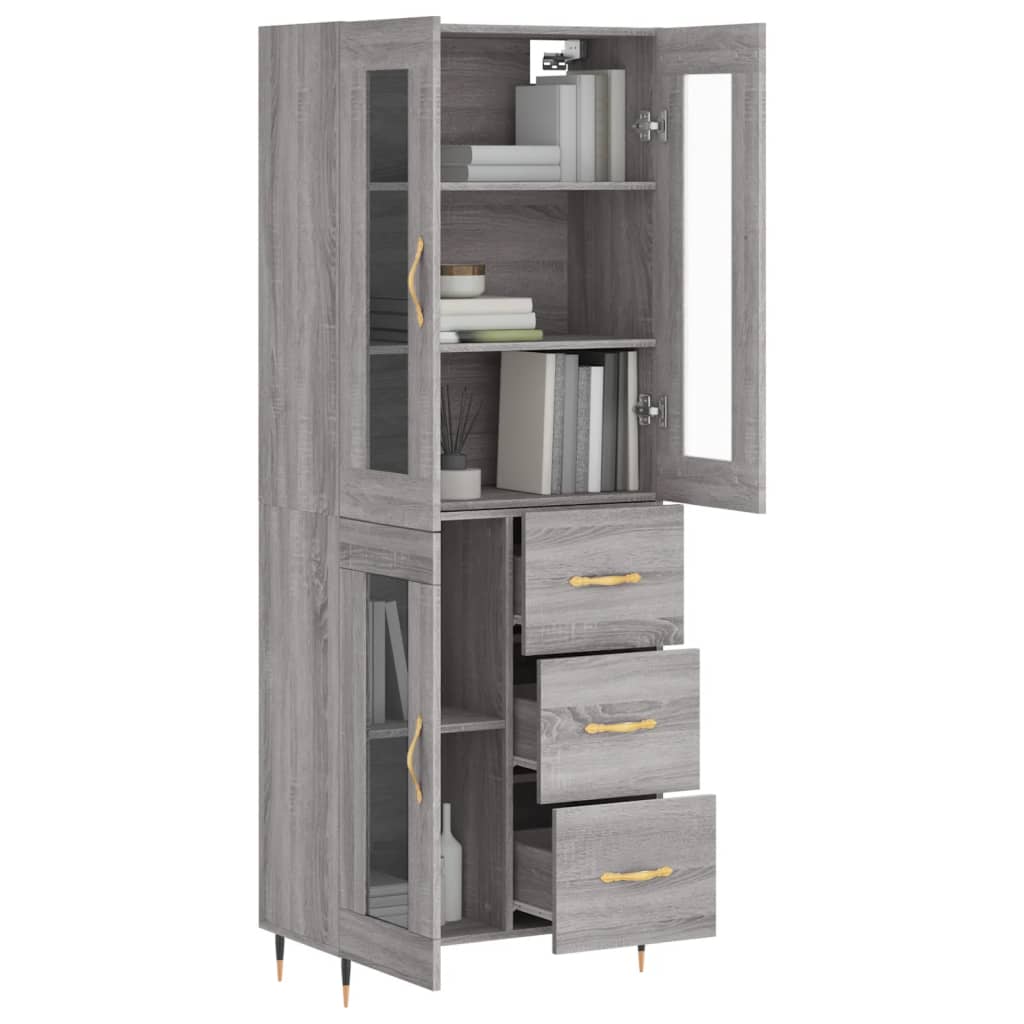 Hoge Kast 69,5X34X180 Cm Bewerkt Hout Grijs Sonoma Eikenkleurig
