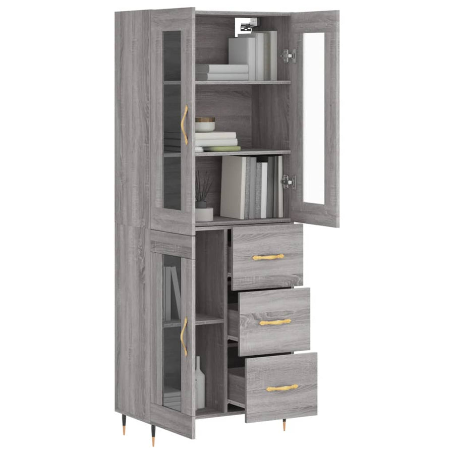 Hoge Kast 69,5X34X180 Cm Bewerkt Hout Grijs Sonoma Eikenkleurig