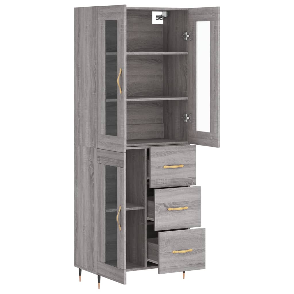 Hoge Kast 69,5X34X180 Cm Bewerkt Hout Grijs Sonoma Eikenkleurig