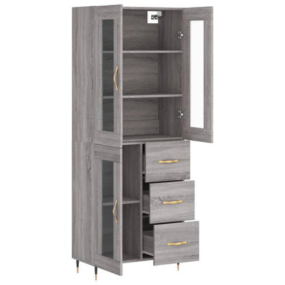 Hoge Kast 69,5X34X180 Cm Bewerkt Hout Grijs Sonoma Eikenkleurig