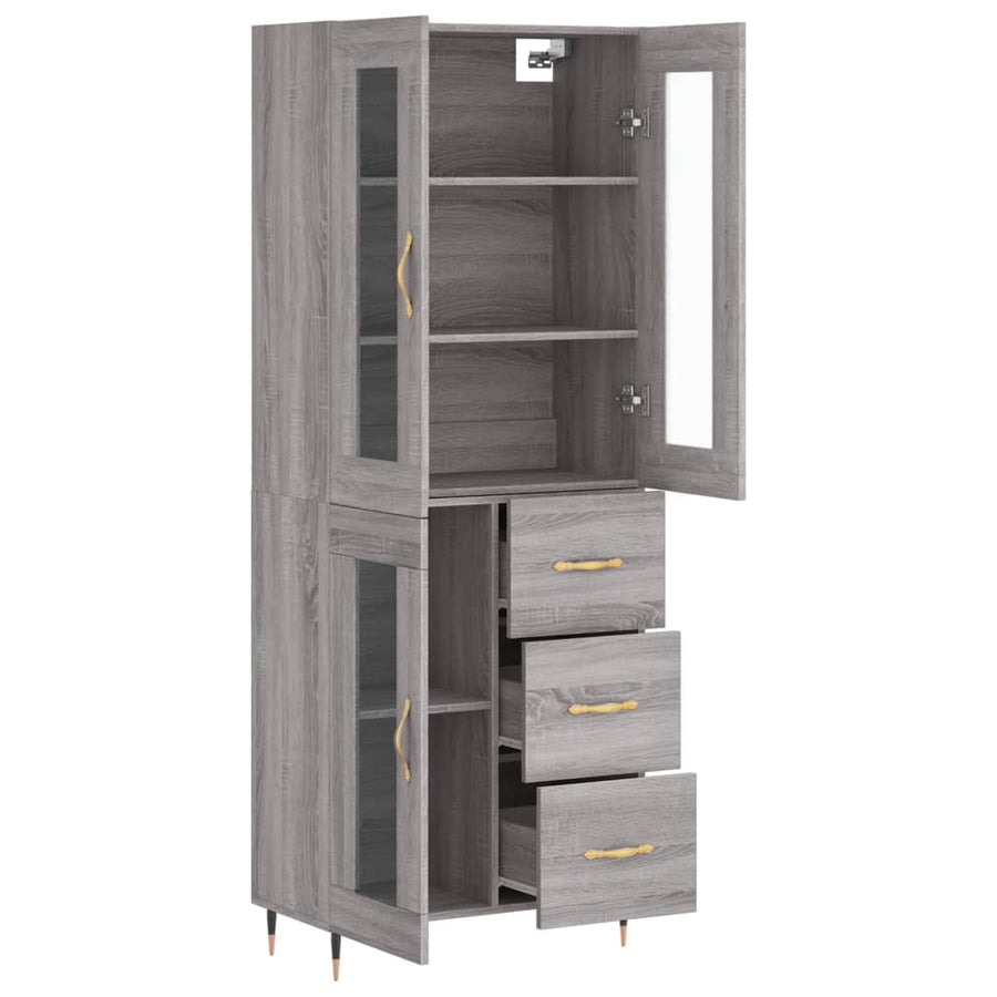 Hoge Kast 69,5X34X180 Cm Bewerkt Hout Grijs Sonoma Eikenkleurig