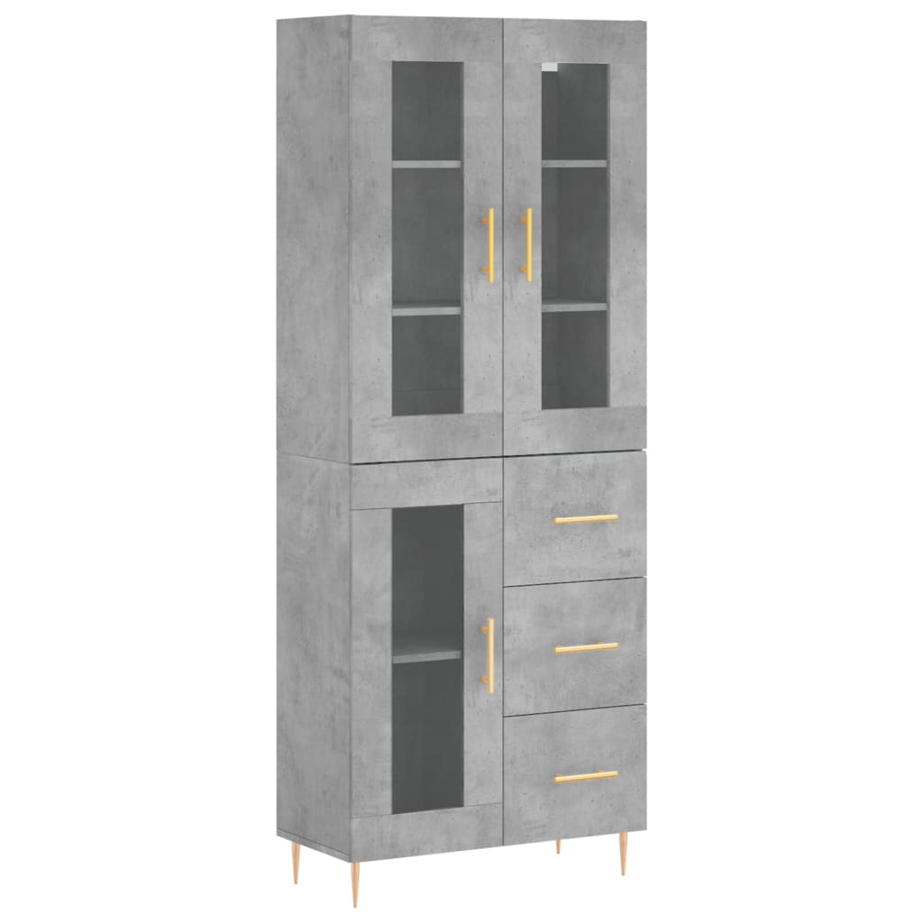 Hoge Kast 69,5X34X180 Cm Bewerkt Hout Betongrijs