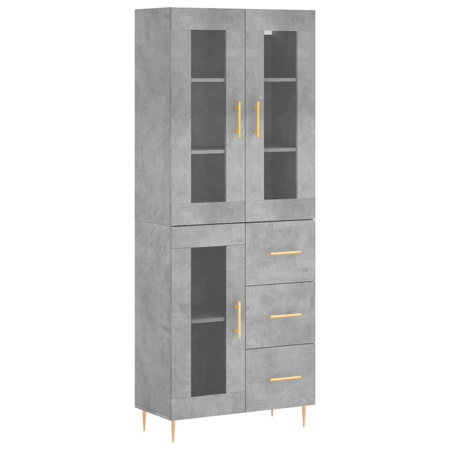 Hoge Kast 69,5X34X180 Cm Bewerkt Hout Betongrijs