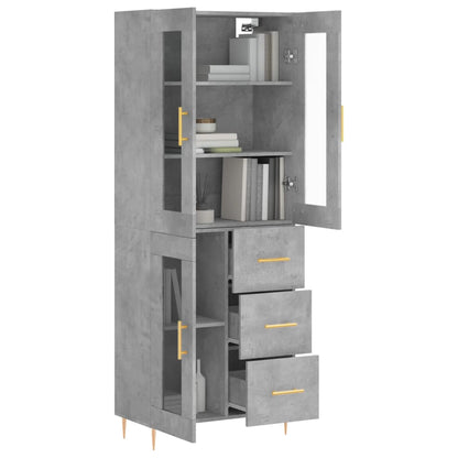 Hoge Kast 69,5X34X180 Cm Bewerkt Hout Betongrijs