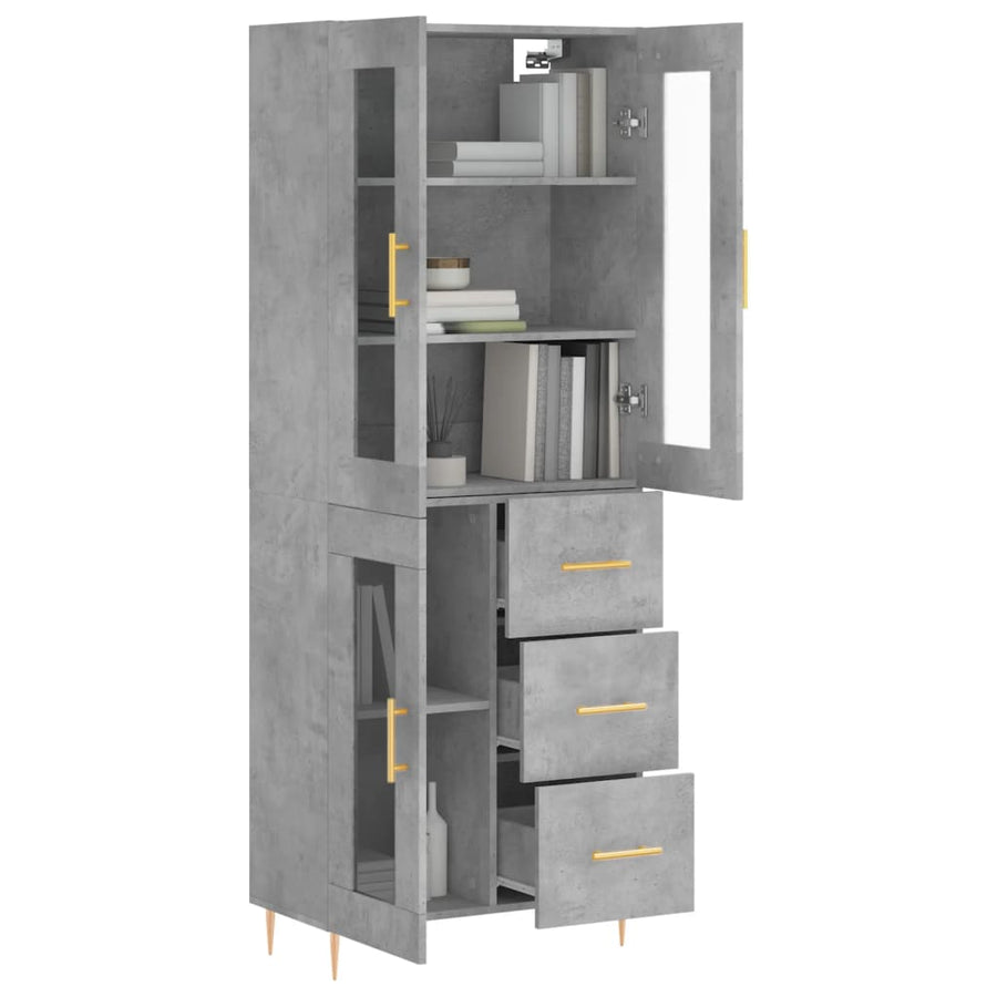 Hoge Kast 69,5X34X180 Cm Bewerkt Hout Betongrijs