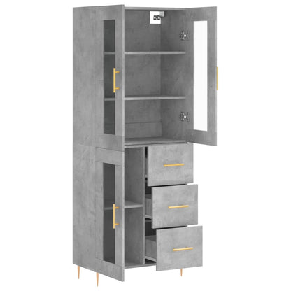 Hoge Kast 69,5X34X180 Cm Bewerkt Hout Betongrijs