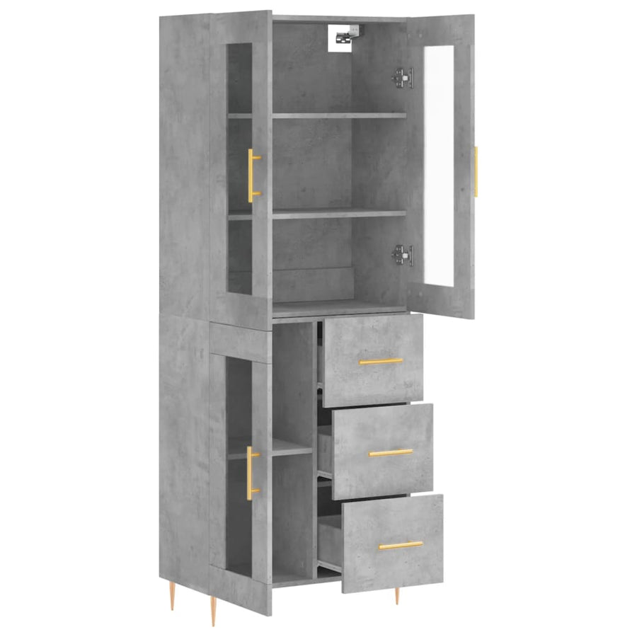 Hoge Kast 69,5X34X180 Cm Bewerkt Hout Betongrijs