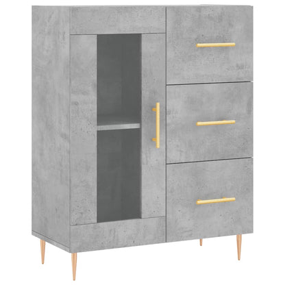 Hoge Kast 69,5X34X180 Cm Bewerkt Hout Betongrijs