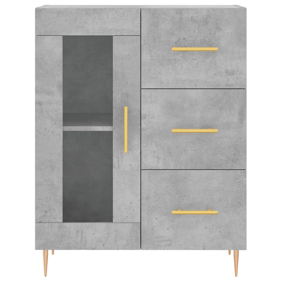 Hoge Kast 69,5X34X180 Cm Bewerkt Hout Betongrijs