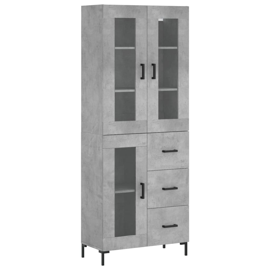 Hoge Kast 69,5X34X180 Cm Bewerkt Hout Betongrijs