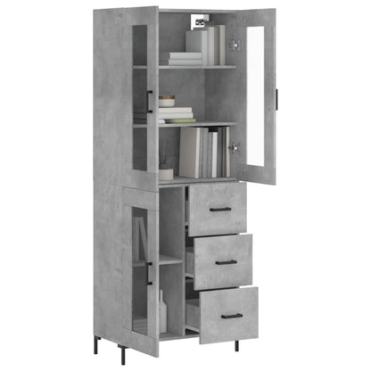 Hoge Kast 69,5X34X180 Cm Bewerkt Hout Betongrijs