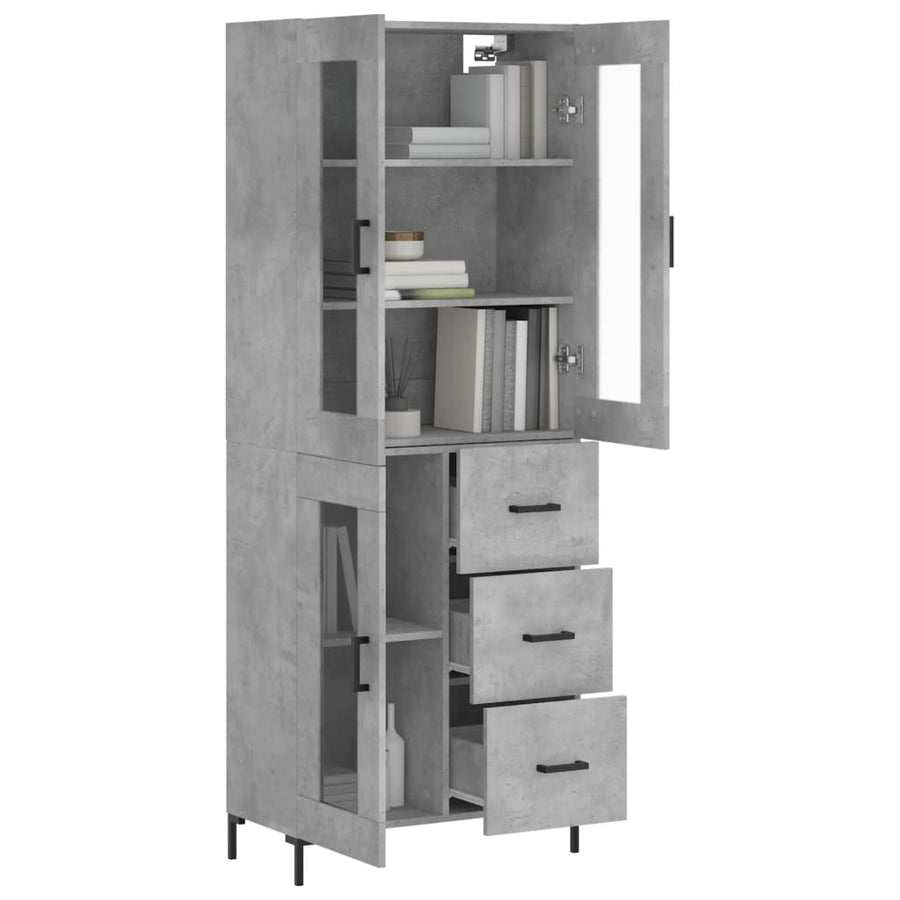 Hoge Kast 69,5X34X180 Cm Bewerkt Hout Betongrijs