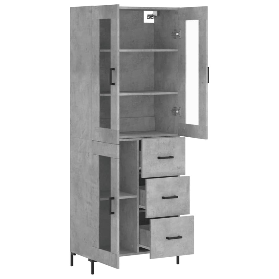 Hoge Kast 69,5X34X180 Cm Bewerkt Hout Betongrijs
