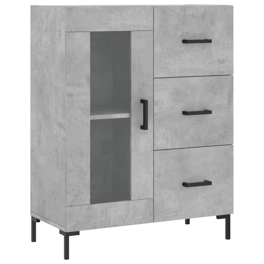 Hoge Kast 69,5X34X180 Cm Bewerkt Hout Betongrijs