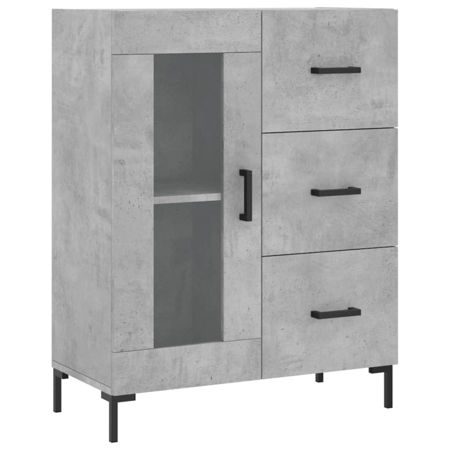 Hoge Kast 69,5X34X180 Cm Bewerkt Hout Betongrijs