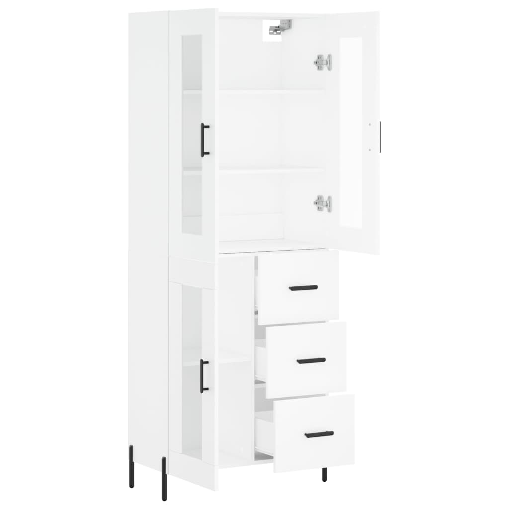 Hoge Kast 69,5X34X180 Cm Bewerkt Hout Wit