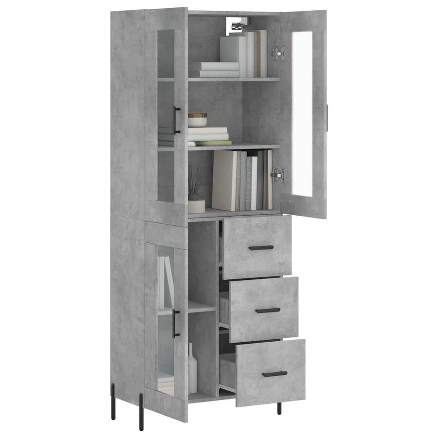 Hoge Kast 69,5X34X180 Cm Bewerkt Hout Betongrijs
