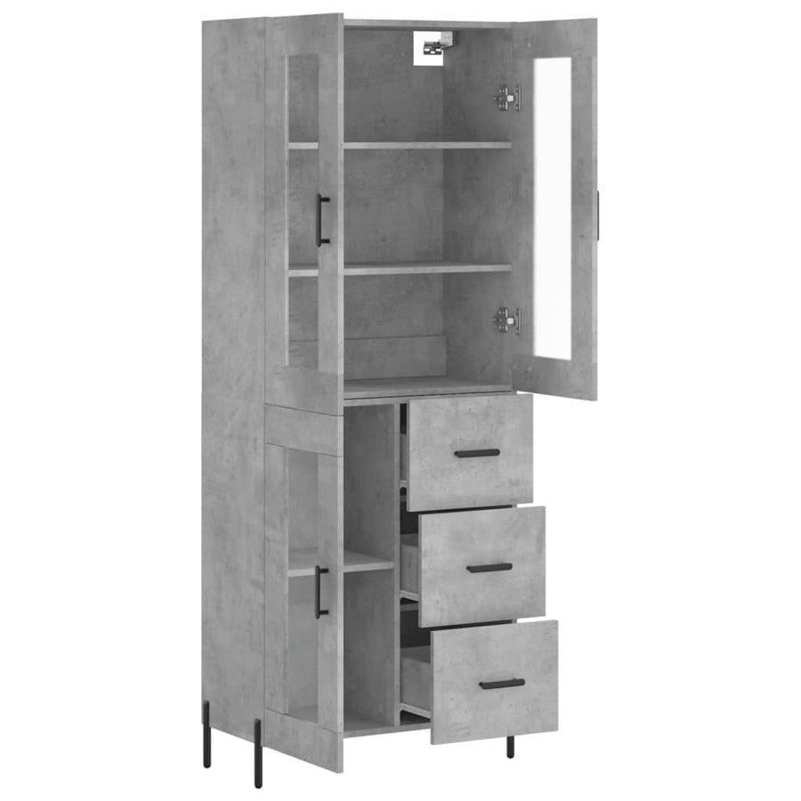 Hoge Kast 69,5X34X180 Cm Bewerkt Hout Betongrijs
