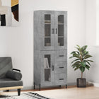Hoge kast 69,5x34x180 cm bewerkt hout betongrijs