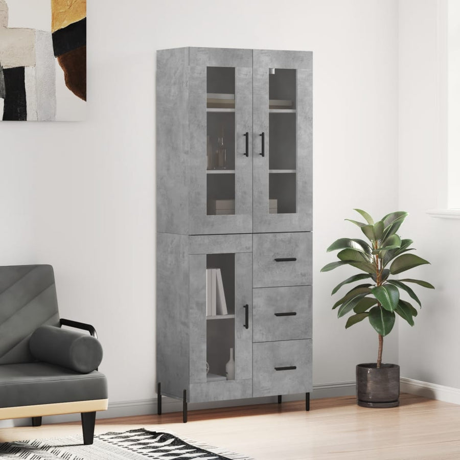 Hoge Kast 69,5X34X180 Cm Bewerkt Hout Betongrijs