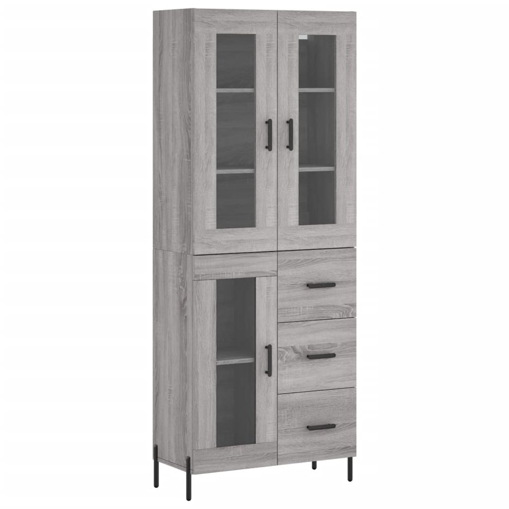 Hoge Kast 69,5X34X180 Cm Bewerkt Hout Grijs Sonoma Eikenkleurig
