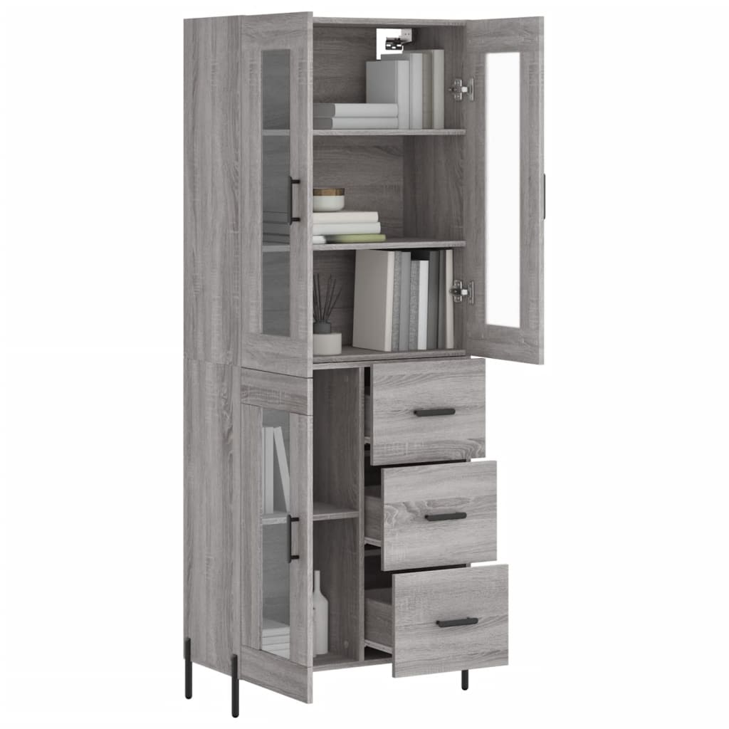Hoge Kast 69,5X34X180 Cm Bewerkt Hout Grijs Sonoma Eikenkleurig