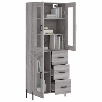 Hoge Kast 69,5X34X180 Cm Bewerkt Hout Grijs Sonoma Eikenkleurig