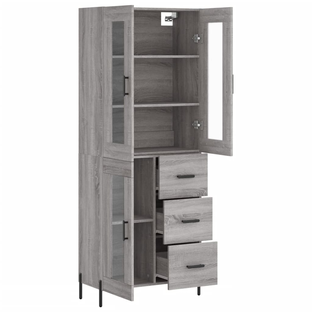 Hoge Kast 69,5X34X180 Cm Bewerkt Hout Grijs Sonoma Eikenkleurig