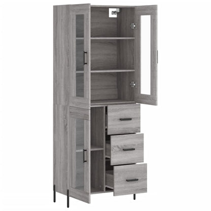 Hoge Kast 69,5X34X180 Cm Bewerkt Hout Grijs Sonoma Eikenkleurig