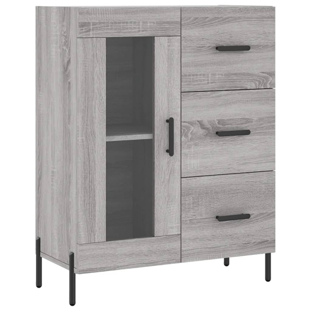 Hoge Kast 69,5X34X180 Cm Bewerkt Hout Grijs Sonoma Eikenkleurig