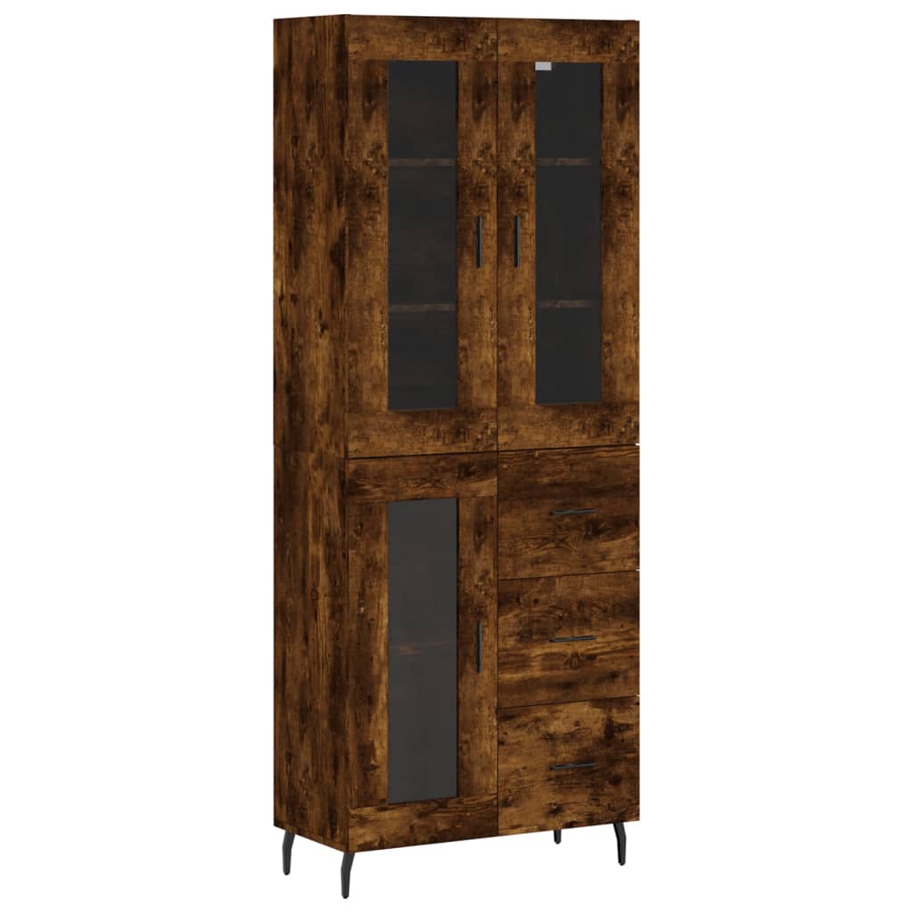 Hoge Kast 69,5X34X180 Cm Bewerkt Hout Kleurig Gerookt eiken