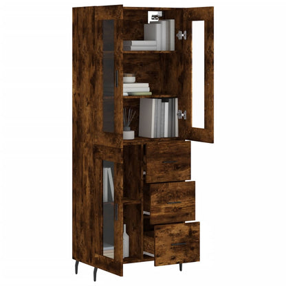 Hoge Kast 69,5X34X180 Cm Bewerkt Hout Kleurig Gerookt eiken