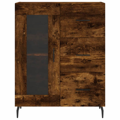 Hoge Kast 69,5X34X180 Cm Bewerkt Hout Kleurig Gerookt eiken