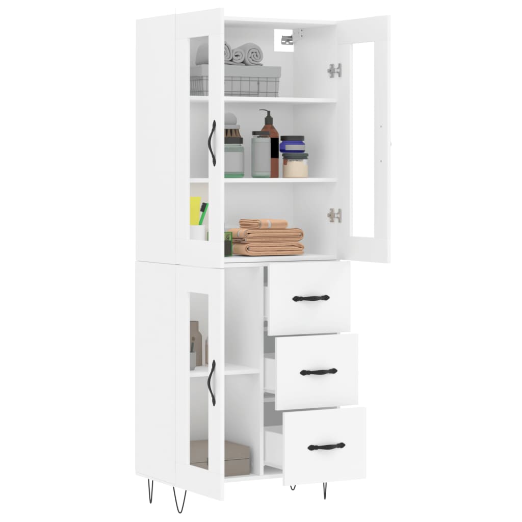 Hoge Kast 69,5X34X180 Cm Bewerkt Hout Wit