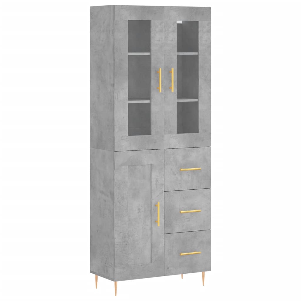 Hoge Kast 69,5X34X180 Cm Bewerkt Hout Betongrijs