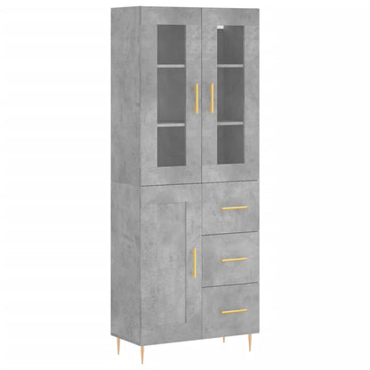 Hoge Kast 69,5X34X180 Cm Bewerkt Hout Betongrijs