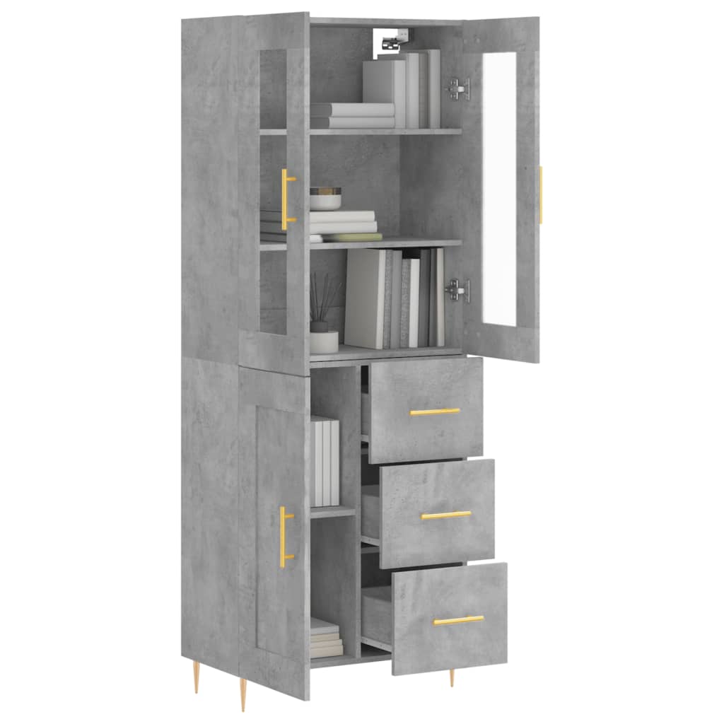 Hoge Kast 69,5X34X180 Cm Bewerkt Hout Betongrijs