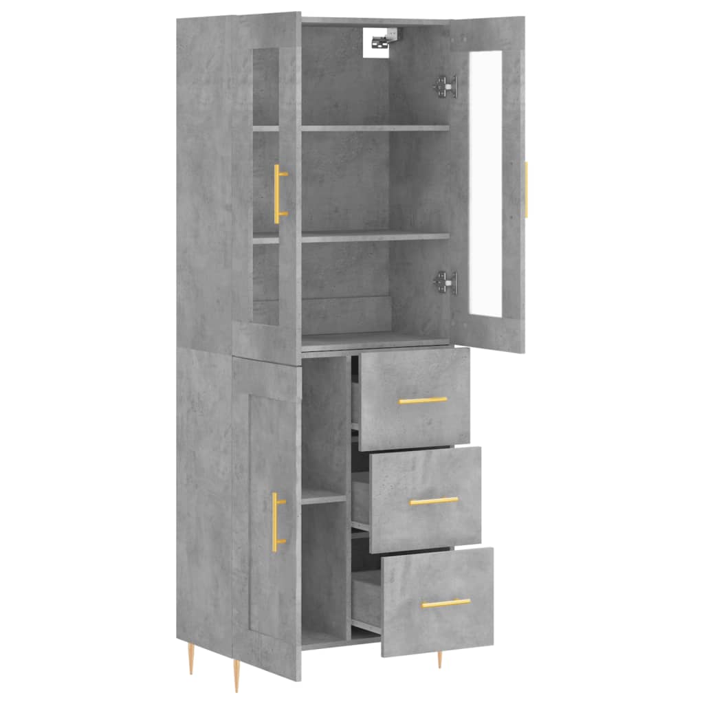 Hoge Kast 69,5X34X180 Cm Bewerkt Hout Betongrijs
