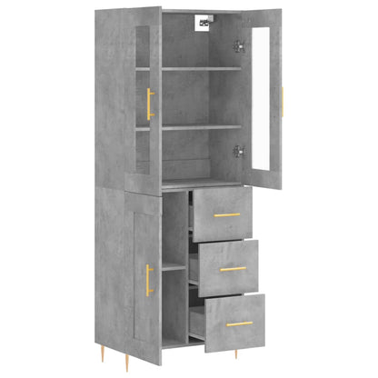 Hoge Kast 69,5X34X180 Cm Bewerkt Hout Betongrijs