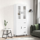 Hoge kast 69,5x34x180 cm bewerkt hout wit