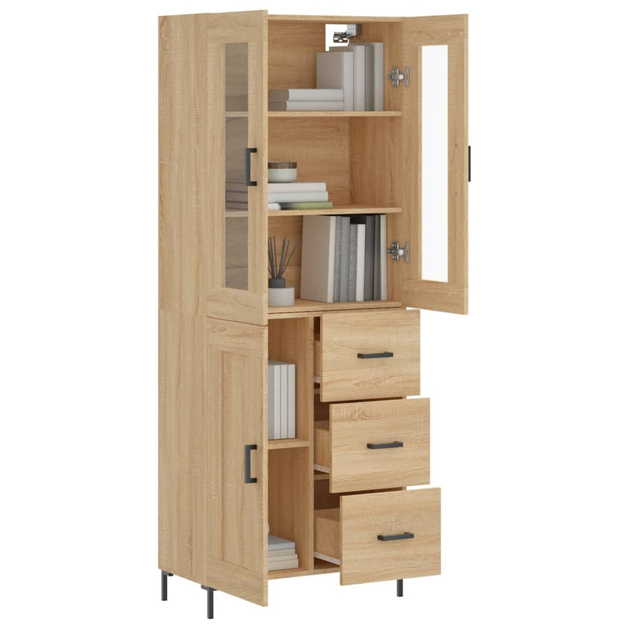 Hoge Kast 69,5X34X180 Cm Bewerkt Hout Kleurig Sonoma eiken