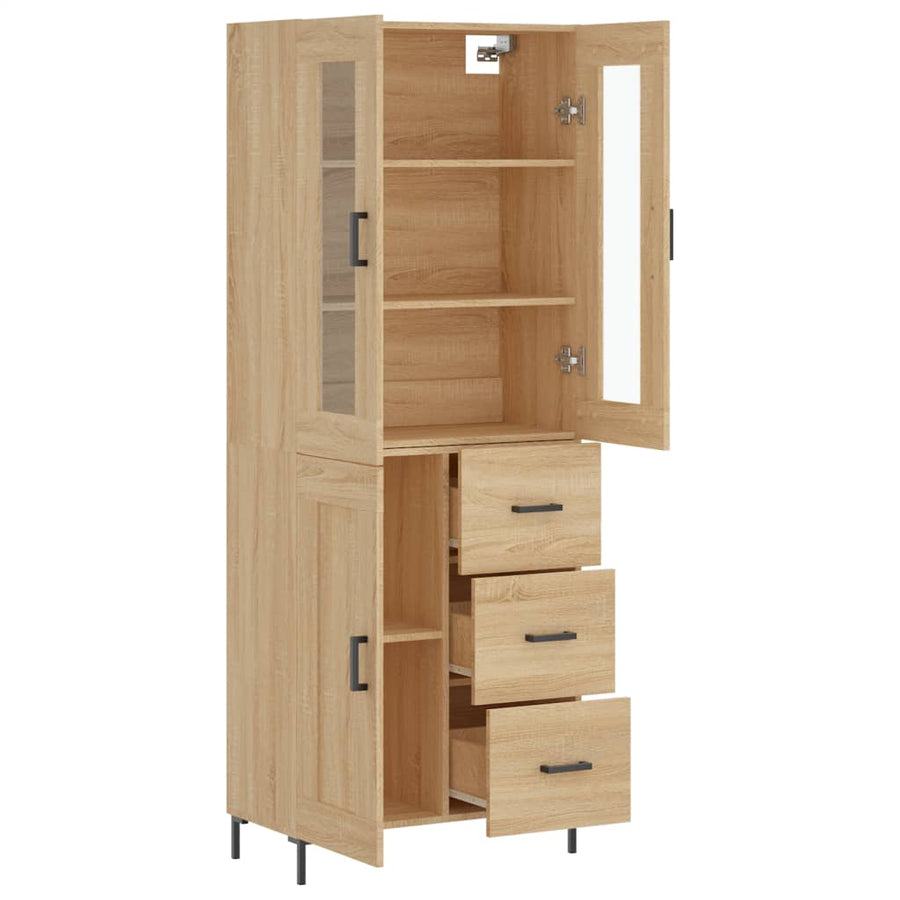 Hoge Kast 69,5X34X180 Cm Bewerkt Hout Kleurig Sonoma eiken