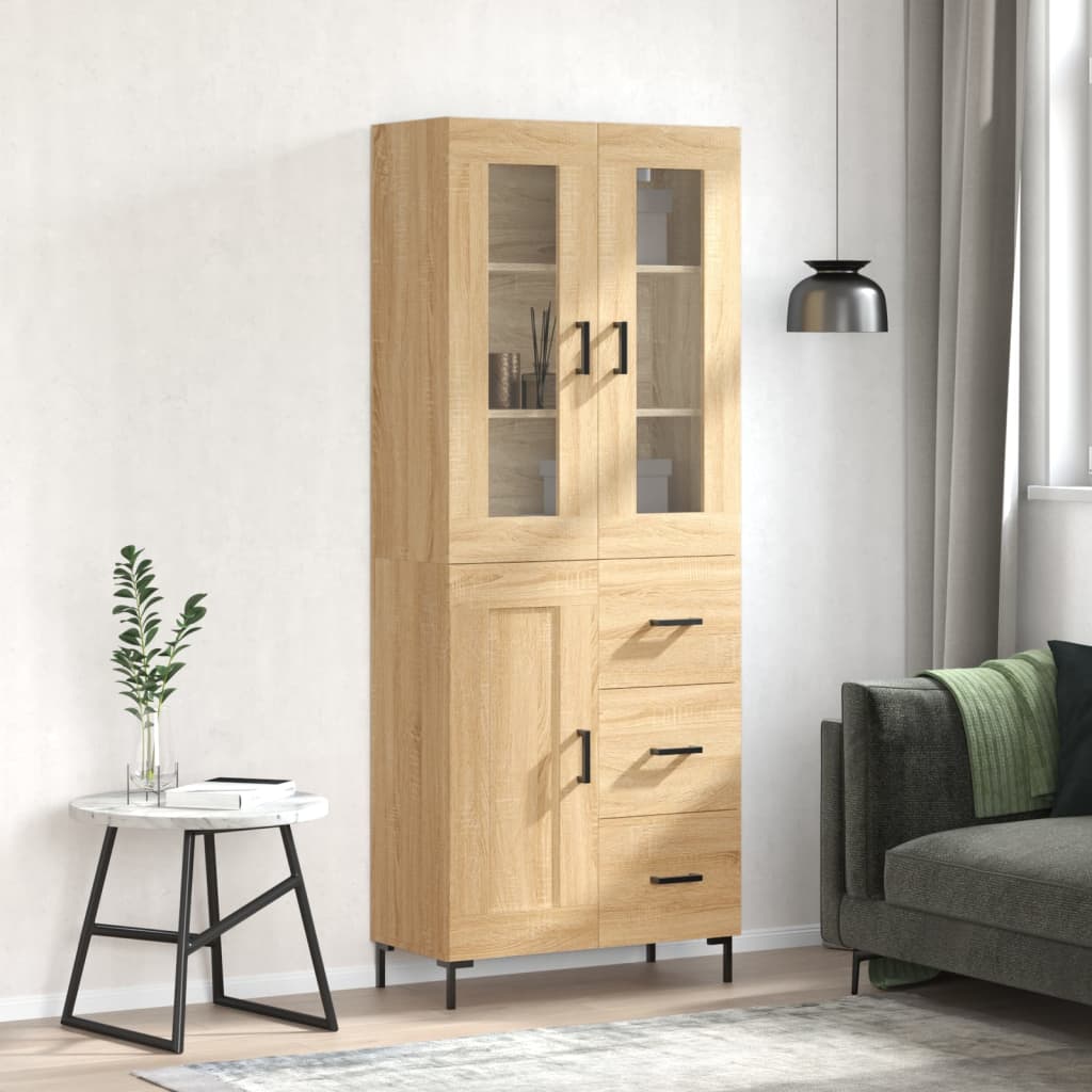 Hoge Kast 69,5X34X180 Cm Bewerkt Hout Kleurig Sonoma eiken