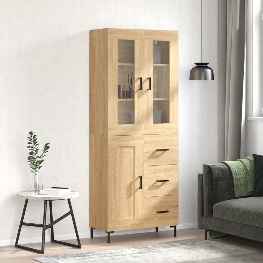 Hoge Kast 69,5X34X180 Cm Bewerkt Hout Kleurig Sonoma eiken