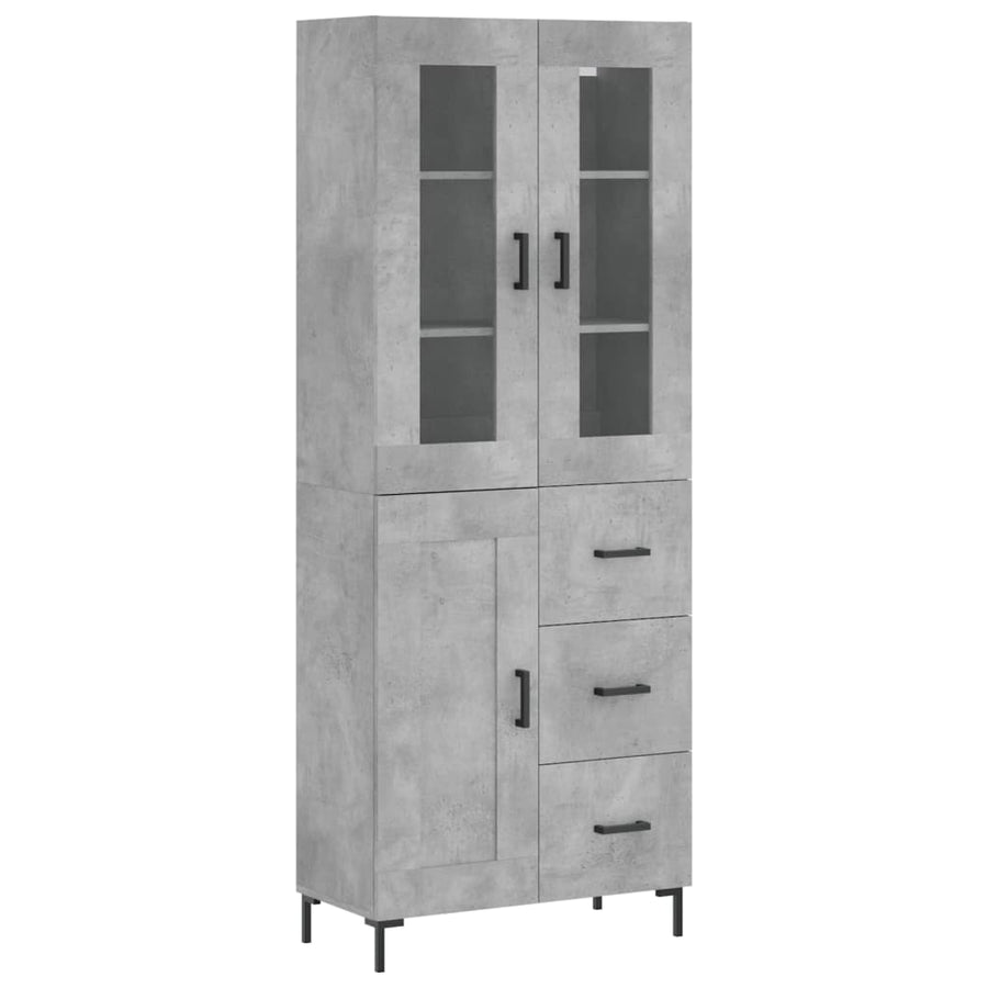 Hoge Kast 69,5X34X180 Cm Bewerkt Hout Betongrijs