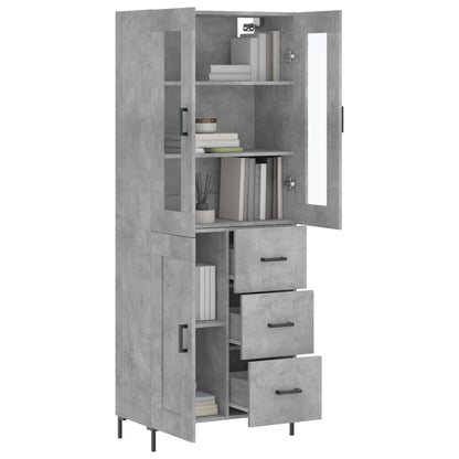 Hoge Kast 69,5X34X180 Cm Bewerkt Hout Betongrijs