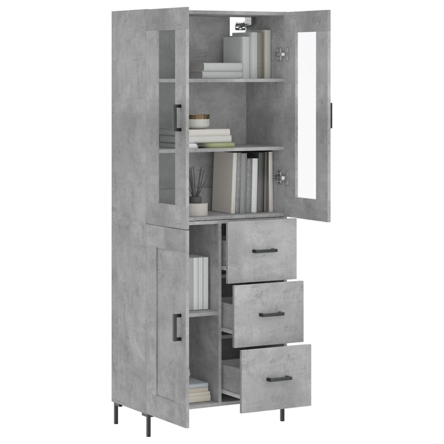 Hoge Kast 69,5X34X180 Cm Bewerkt Hout Betongrijs