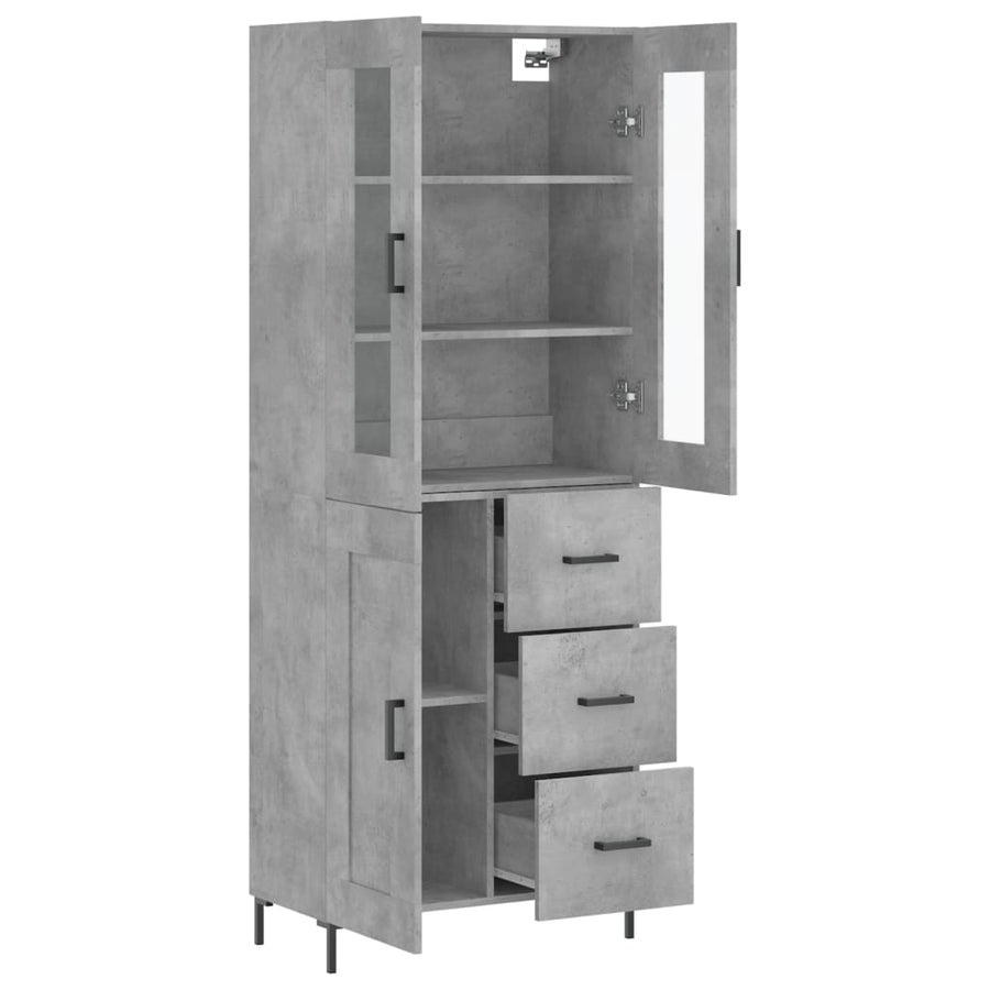 Hoge Kast 69,5X34X180 Cm Bewerkt Hout Betongrijs