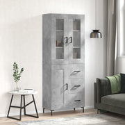 Tall cabinet 69.5x34x180 cm treated wood concrete grey